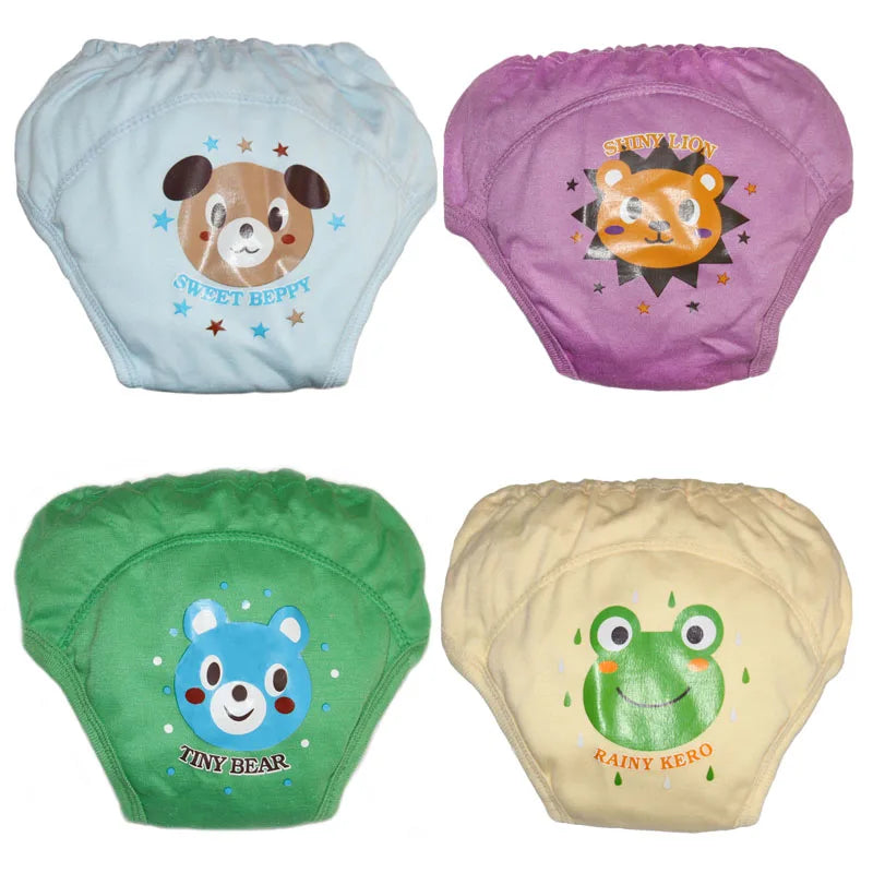 4pcs/lot Waterproof Baby Cloth Diapers Toilet Training Boy Shorts Girl Underwear Infant Pee Learning Pants Babi Nappies #004