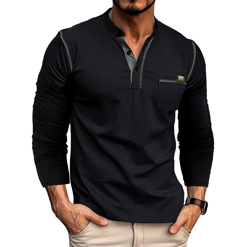 Men's Long Sleeve Color Matching Shirt