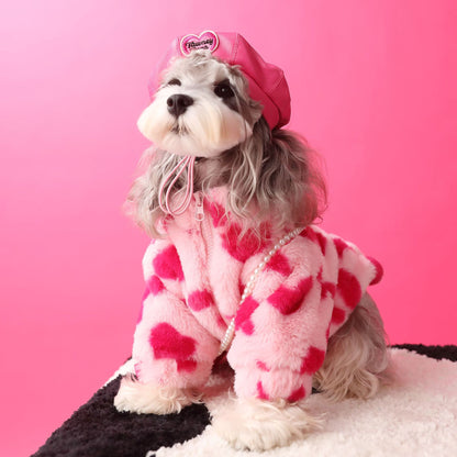 Dog Clothes Warm Love Plush Coat