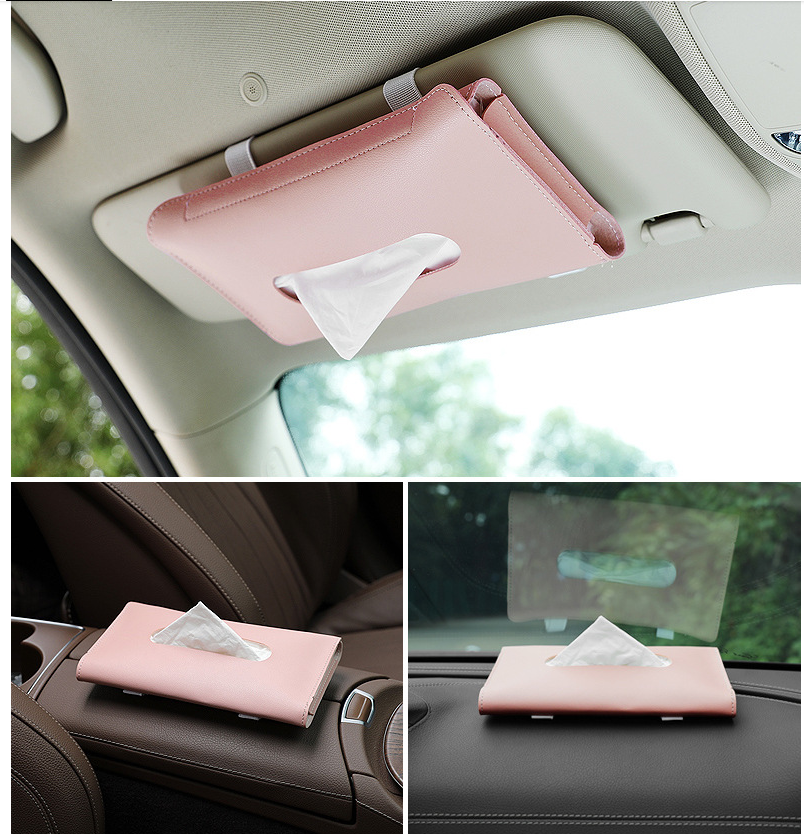 Car Sun Visor Paper Towel Bag Leather