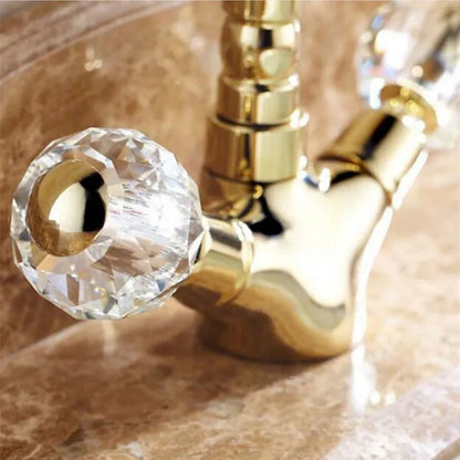 Retro Golden Basin Faucet Bathroom Crystal Double Handle Basin Mixer Tap Noble Gorgeous Swivel Basin Sink Faucet