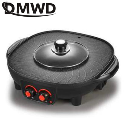 DMWD Electric Grills Smokeless Barbecue BBQ Machine Household Baking Tray Home Roasted Korean Multi-function Indoor Hot Pot EU