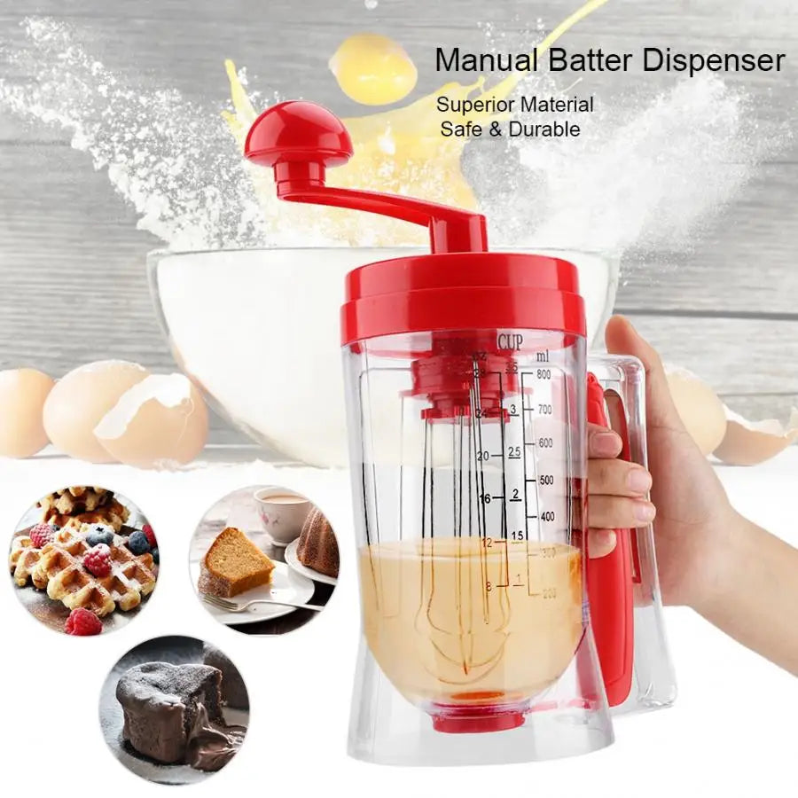 800ML Batter Dispenser Manual Pancake Cupcake Batter Mixer Dispenser Blender Machine Cakes Cream Butter Cake Whisk Baking Tools