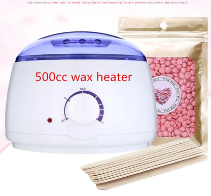 Electric 500cc   wax warmer  Hair Removal Wax- Heater Wax Beans 10pcs Wood Stickers Sets Waxing Kit cera depilator