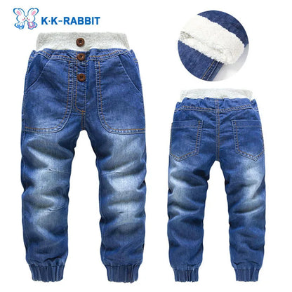 High quality thick winter warm cashmere kids baby pants Boys children's trousers children jeans