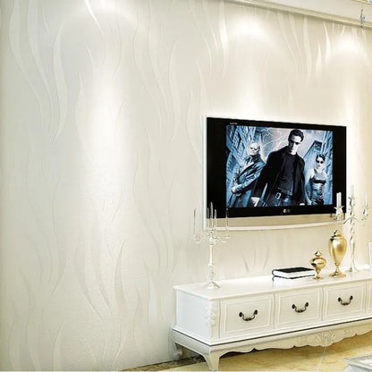 3d White Living Room Wallpaper Flocking Embossed Wall Paper Grey Wallpaper Roll For Walls