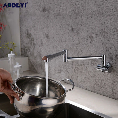 Brass Wall Mounted Kitchen Faucets Pot Filler Taps Swivel Folding Retractable Rotary Stretch Basin Faucet Sink Tap