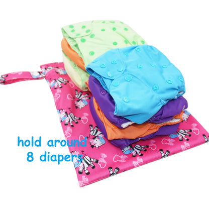 Pororo baby Diaper bags Double Zippered Cloth Diaper Wet Dry Bag Reusable Waterproof animal Print Maternity bag for mother kids