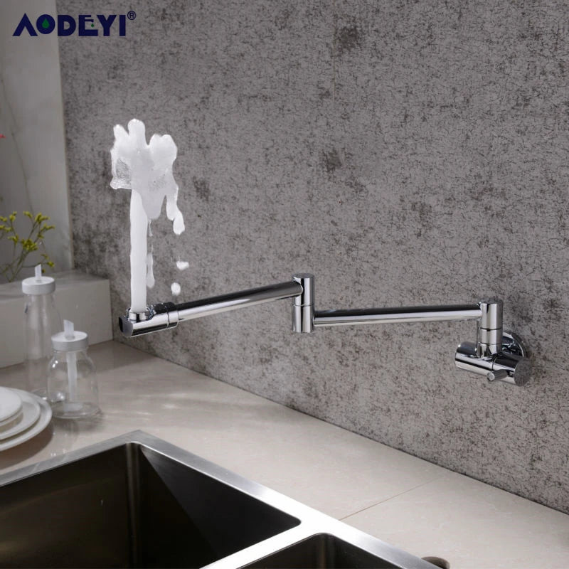 Brass Wall Mounted Kitchen Faucets Pot Filler Taps Swivel Folding Retractable Rotary Stretch Basin Faucet Sink Tap