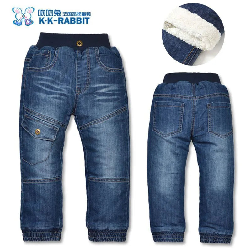 High quality thick winter warm cashmere kids baby pants Boys children's trousers children jeans