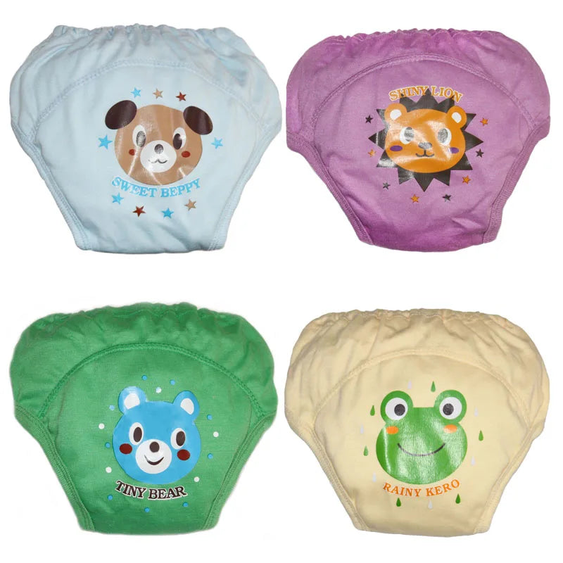 4pcs/lot Waterproof Baby Cloth Diapers Toilet Training Boy Shorts Girl Underwear Infant Pee Learning Pants Babi Nappies #004