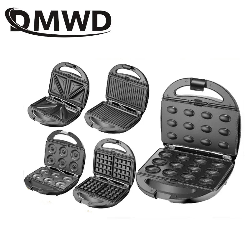 Multifunction Electric Waffle Maker Doughnut Sandwich Machine Walnut Cake Oven Toaster BBQ Grill Non-Stick 7 Optional Baking Pan