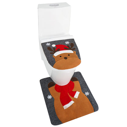 Toilet Seat Cover Christmas Snowman Faceless Old Man