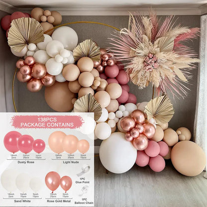 Retro Pink Pastel Macaron rose gold Balloons Garland Arch Kit Wedding Birthday Party Decoration Girls Baby Shower Ballon Chain