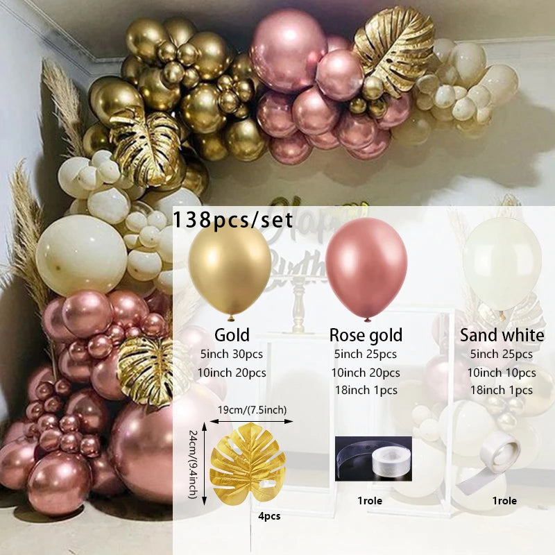 Retro Pink Pastel Macaron rose gold Balloons Garland Arch Kit Wedding Birthday Party Decoration Girls Baby Shower Ballon Chain