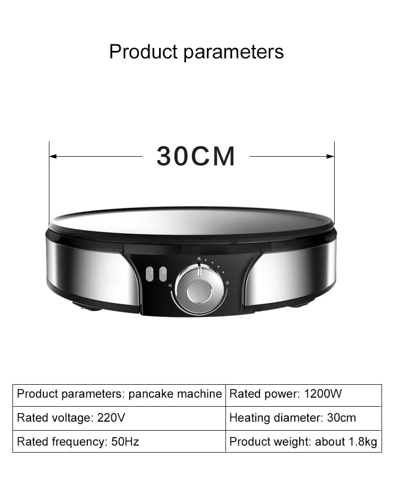 DMWD 220V Electric Crepe Maker Pizza Pancake Baking Pan Non-stick Griddle Chinese Spring Roll Pie Frying Steak Cooker Roaster EU