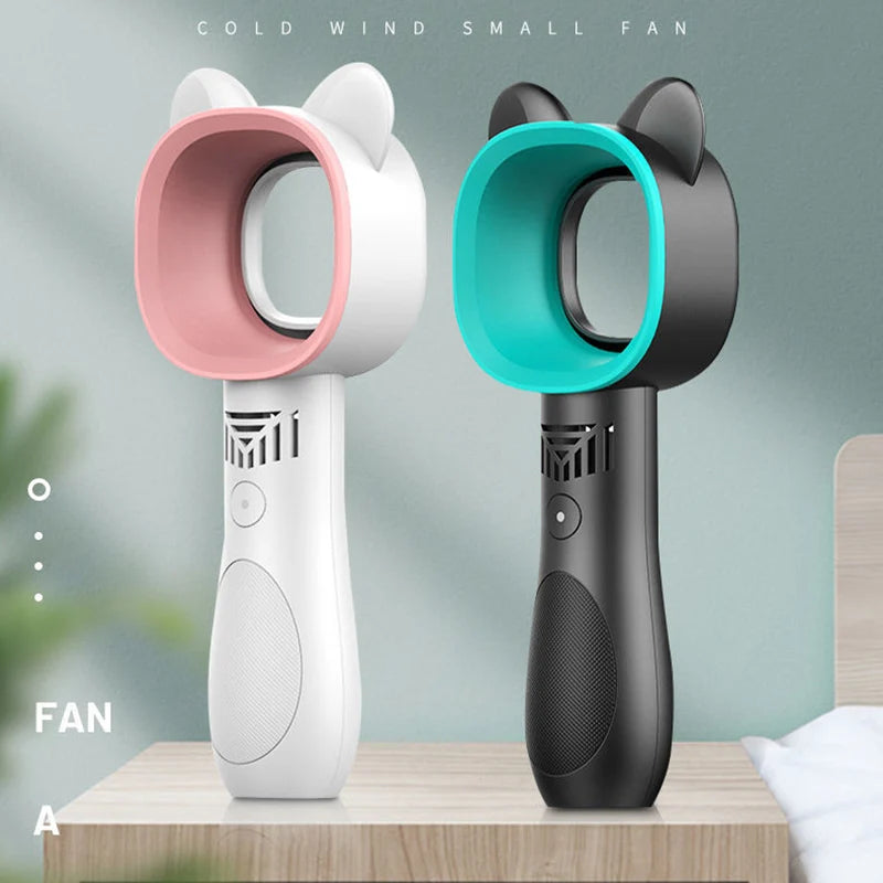 Mini Bladeless Fan Portable Hand held Cute Cat USB Rechargeable Cooling Fans 2000mAh  for Home Outdoor Ventilador Cooler