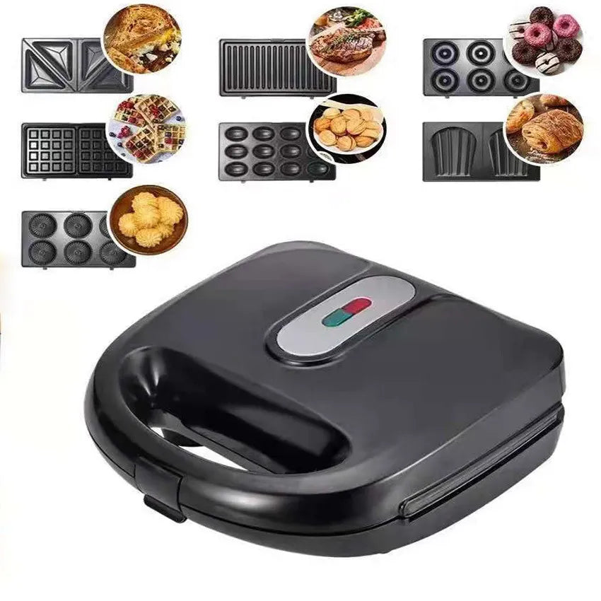 Multifunction Electric Waffle Maker Doughnut Sandwich Machine Walnut Cake Oven Toaster BBQ Grill Non-Stick 7 Optional Baking Pan