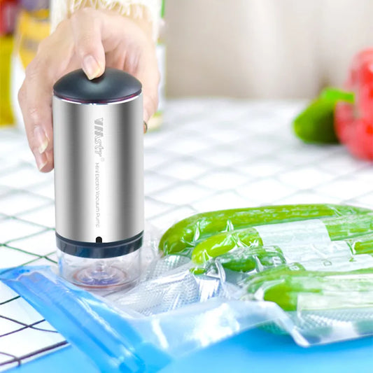 Reusable Vacuum Food Storage Bag Food Vacuum Sealer Sous Vide Bags USB Rechargeable Handheld Vacuum Air Pump Kitchen Gadget