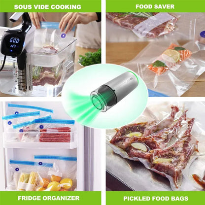 Reusable Vacuum Food Storage Bag Food Vacuum Sealer Sous Vide Bags USB Rechargeable Handheld Vacuum Air Pump Kitchen Gadget