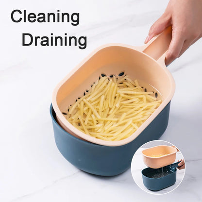 New Multifunction Vegetable Cutter Carrot Potato Slicer Shredder Chopper with Drain Basket Mandoline Food Processor Kitchen Tool