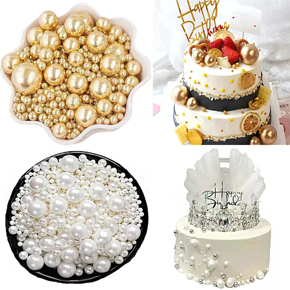 20g DIY Sugar Ball Cake Decoration Gold Candy Ball Cake Toppers Donuts Dessert Baking Decor Candy Sprinkles Decoration