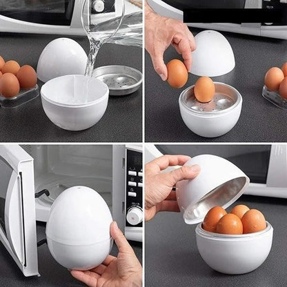 Microwave Egg Boiler Cooker Microwave Baking Container for 4 Eggs