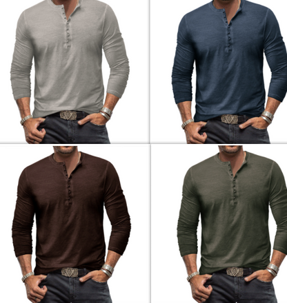 Button Washed Old V-neck Men's T-shirt