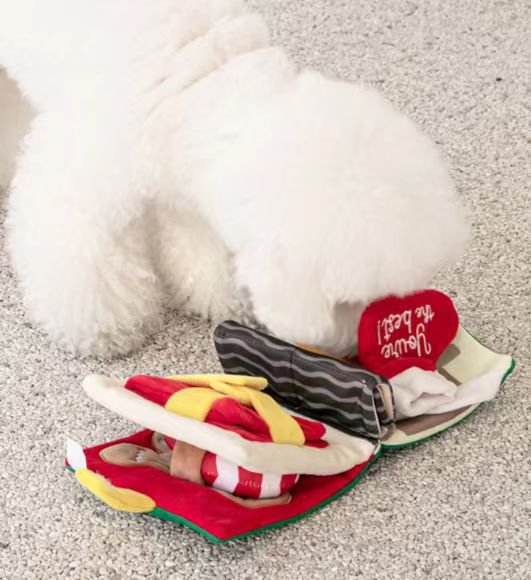 Christmas Cute Cloth Dog Hide Food Book Pet Toys