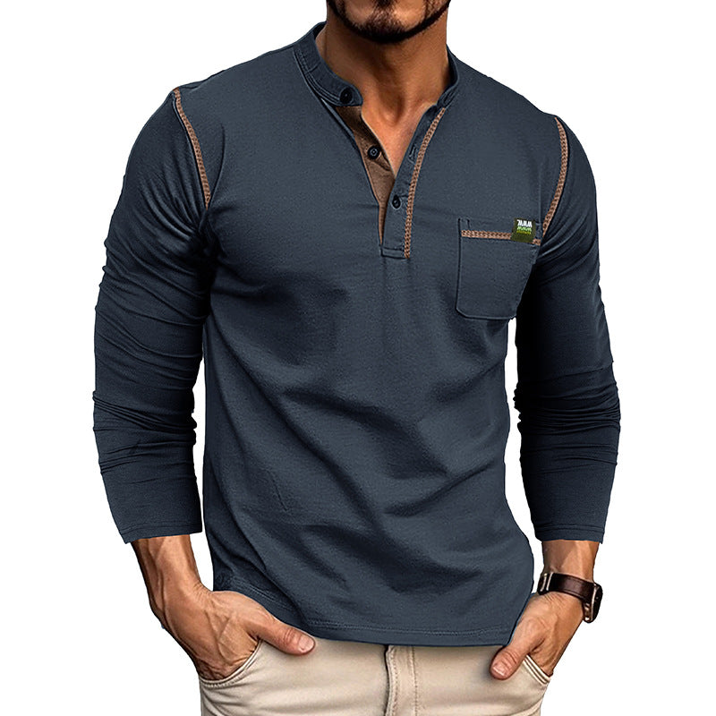 Men's Long Sleeve Color Matching Shirt