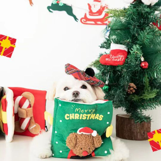 Christmas Cute Cloth Dog Hide Food Book Pet Toys